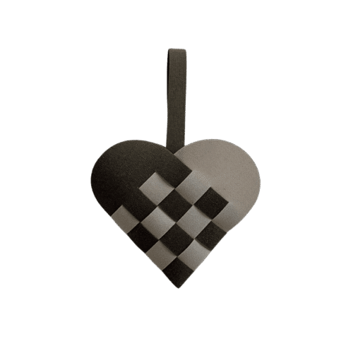 Sejldug - julehjerte - oyster/taupe